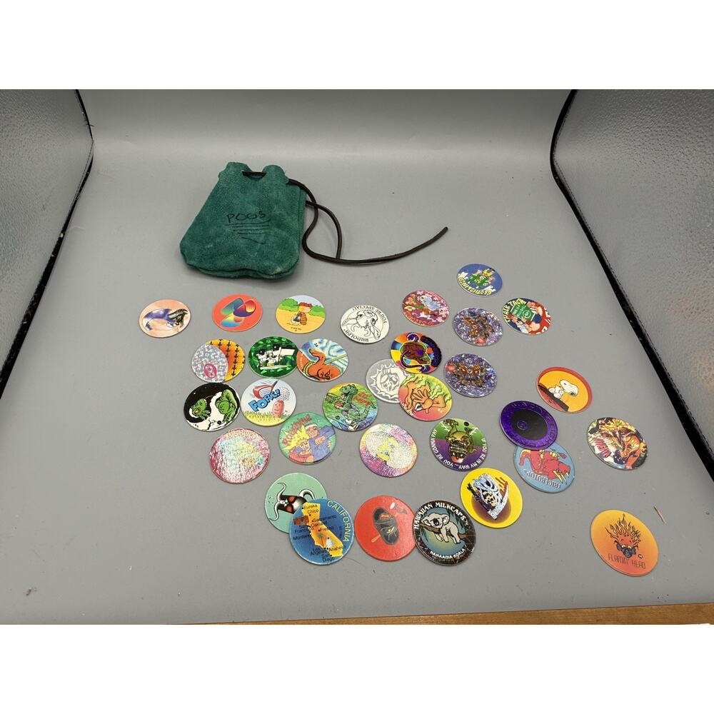 Vintage 90s POGS Milk Caps Mixed Lot 20+ Snoopy Dinosaur Holographic